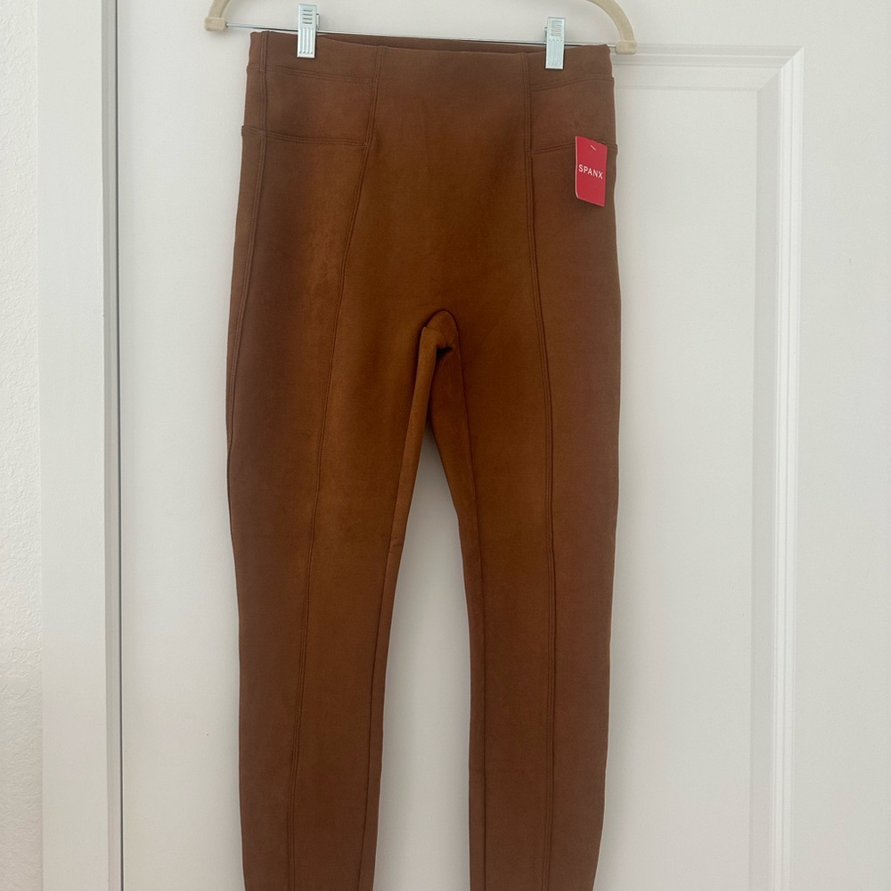 SPANX Women’s Faux Suede Leggings in Warm Brown